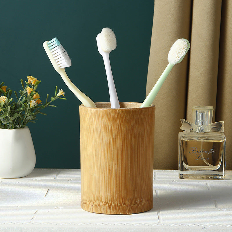 Creative Natural Bamboo Wood Hollow Toothbrush Cup