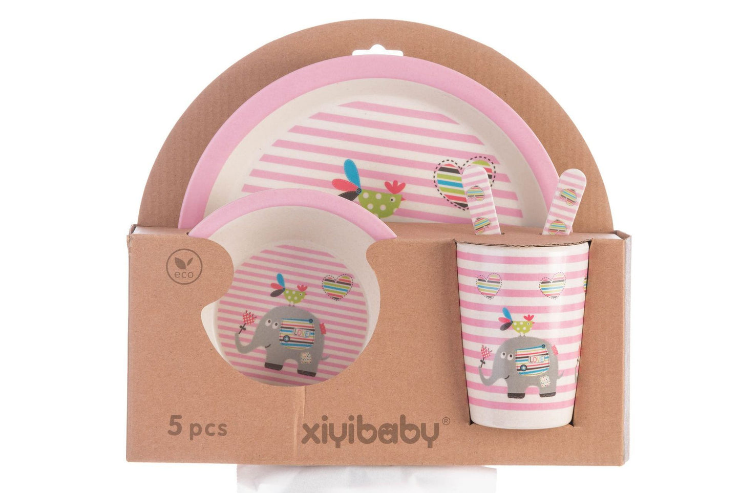 Children's Baby Cutlery Set Of 5 Bamboo Fiber Dishes