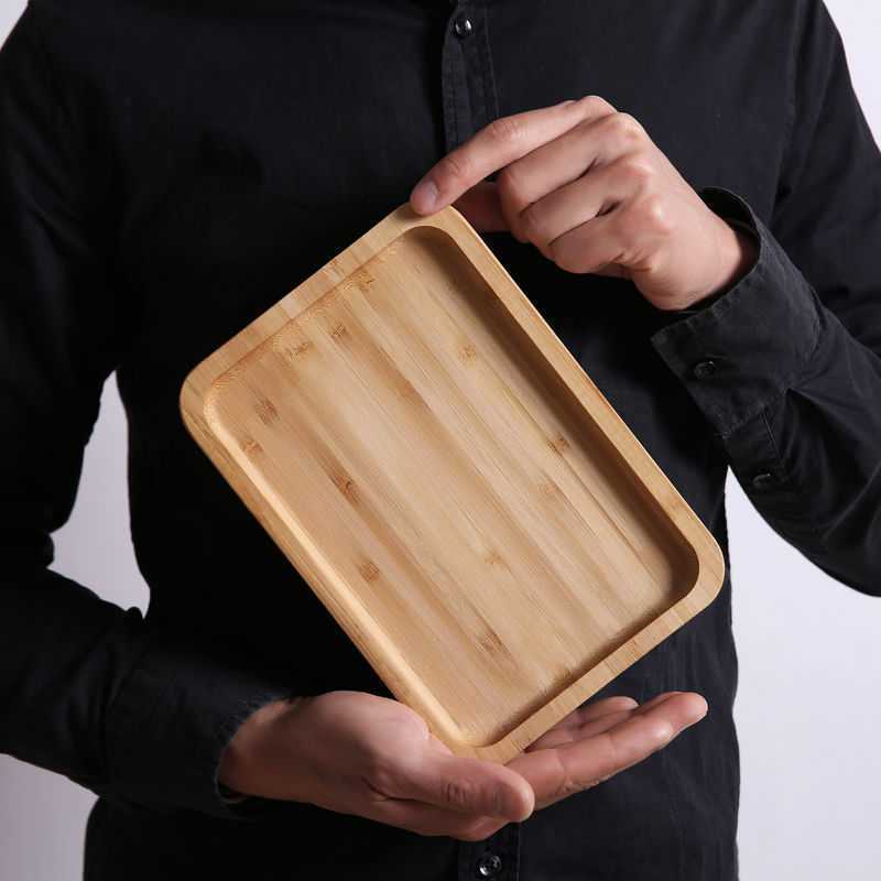 Bamboo Wooden Tray Dinner Plate Tray Wooden Tray Rectangular Household