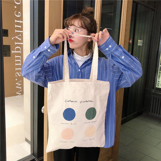 Women Canvas Tote Shopper Bags Ladies Casual Cotton Cloth Shoulder Bag Eco Reusable Shopping Bag Fashion Cute Girl Beach Travel