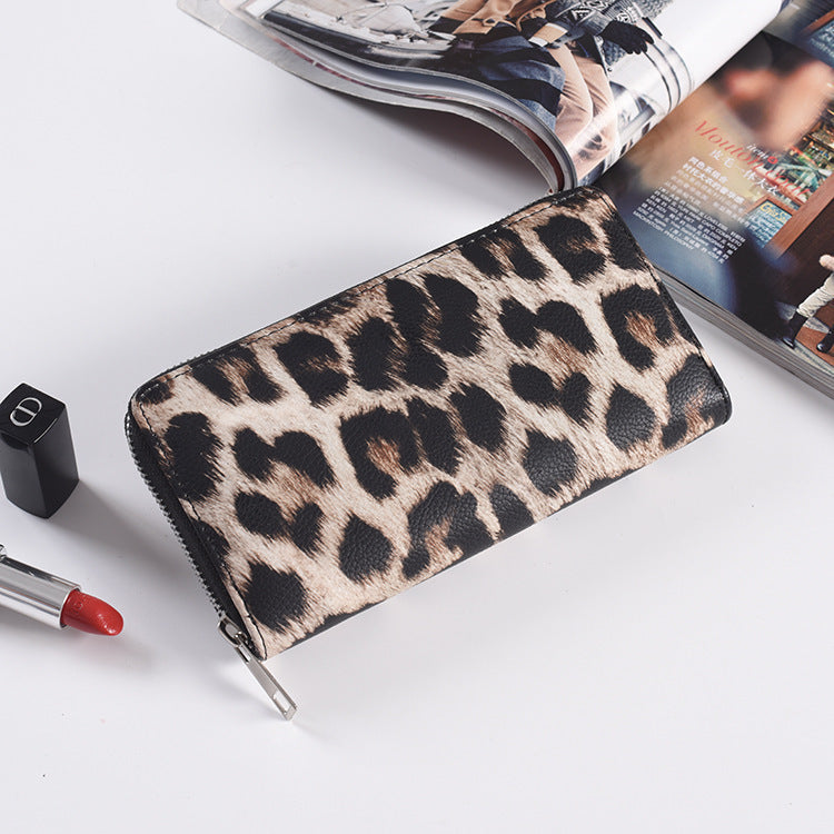 Fashion Long Zipper Women Wallets Bright Leather Black and White Wallet