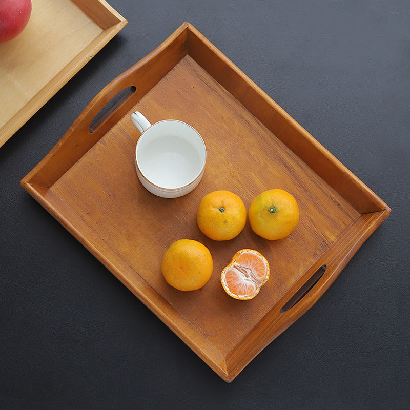 Retro Rectangular Wooden Serving Tray Tea Cutlery Trays Storage Pallet Fruit Plate Decoration Food Bamboo