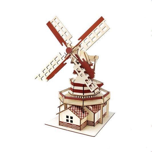 3D wooden windmill puzzle toy