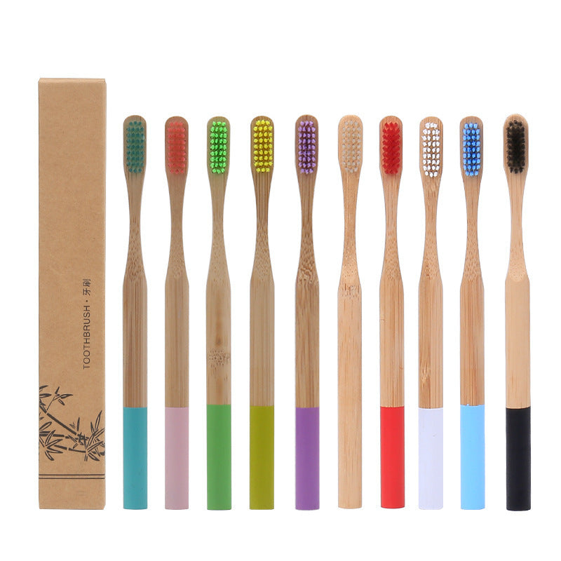 Round Bamboo Toothbrush with Natural Bamboo Handle