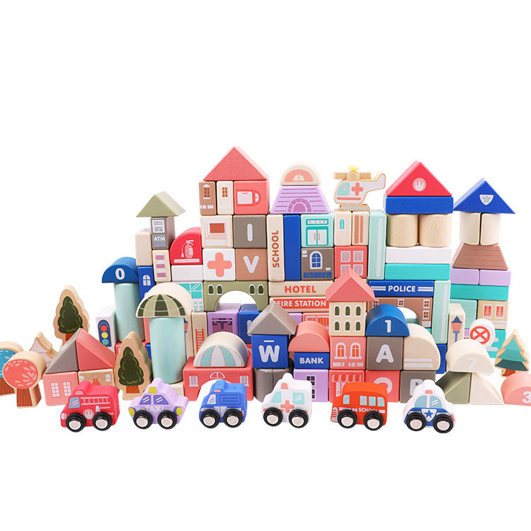 Large wooden building blocks toy