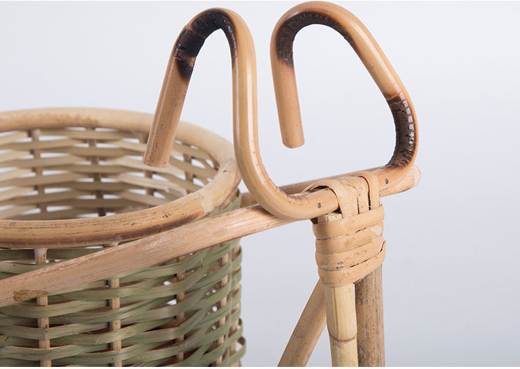 Pure Handmade Bamboo Storage Refreshment Basket Fruit Plate Tricycle Creative Home Decoration