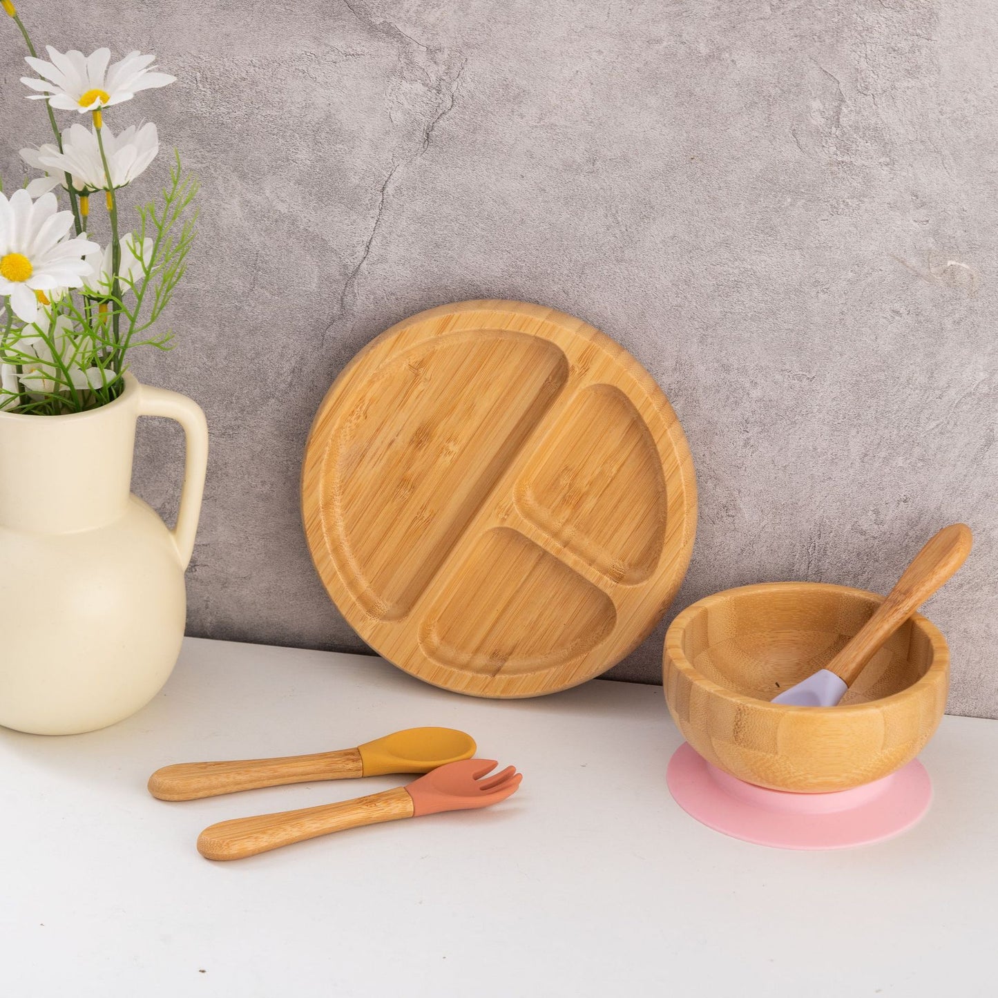 Bamboo Round Compartment Fruit Plate