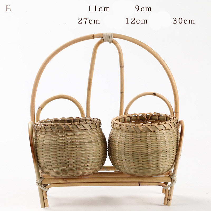 Pure Handmade Bamboo Storage Refreshment Basket Fruit Plate Tricycle Creative Home Decoration