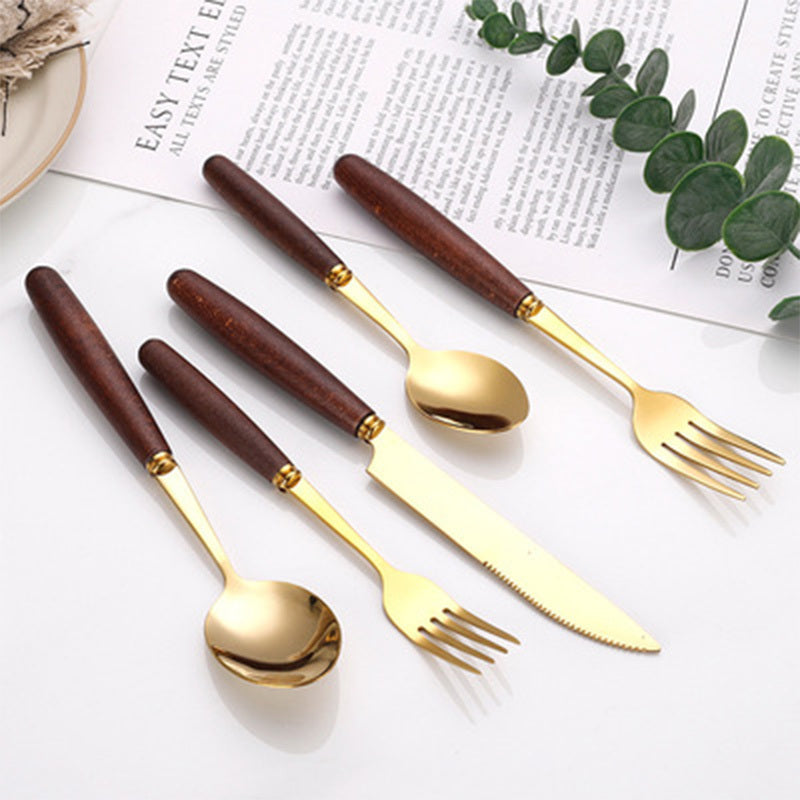 Stainless Steel Cutlery Gift Set Bamboo Wood